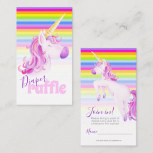 Baby shower unicorn art diaper raffle cards
