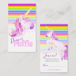 Baby shower unicorn art diaper raffle cards