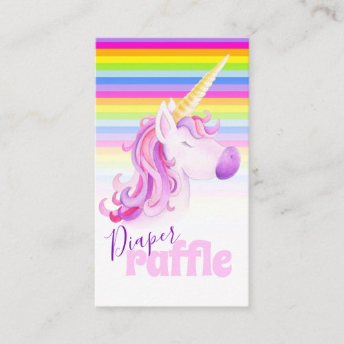 Baby shower unicorn art diaper raffle cards