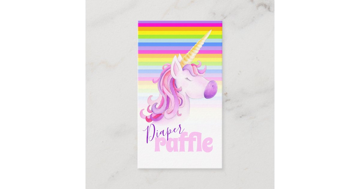 Baby Shower Unicorn Art Diaper Raffle Cards Zazzle Com