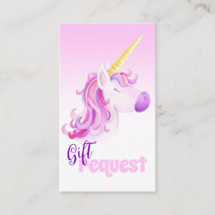 Baby shower unicorn pink book request cards