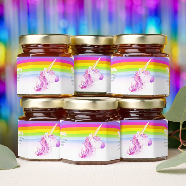 Baby shower unicorn rainbow baby thank you honey jar favors (Creator Uploaded)