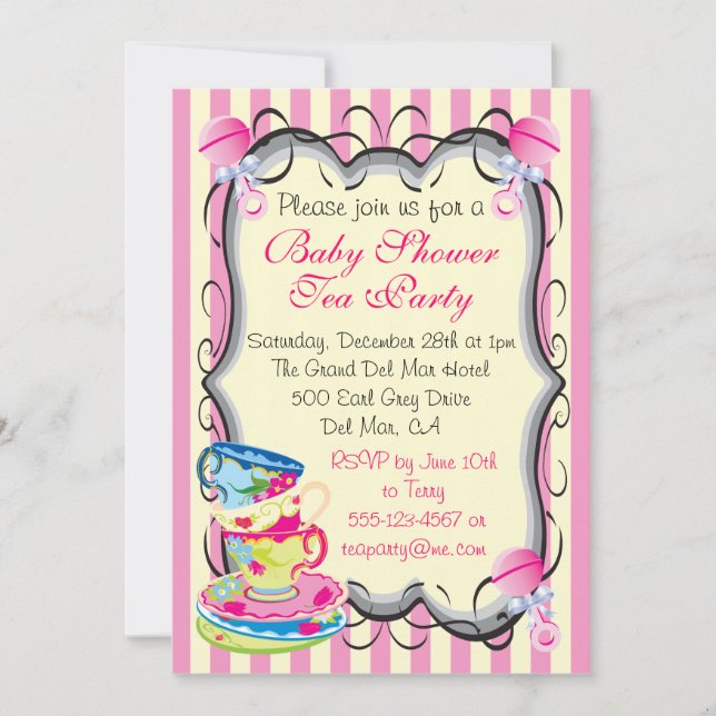 Baby Shower Victorian Tea Party Invitation (Front)