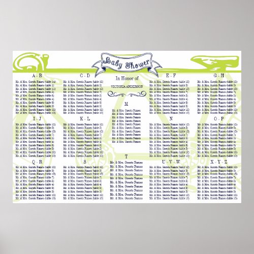 Baby Shower Vintage Bicycle Guest Seating Chart