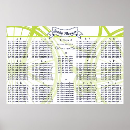 Baby Shower Vintage Bicycle Guest Seating Chart