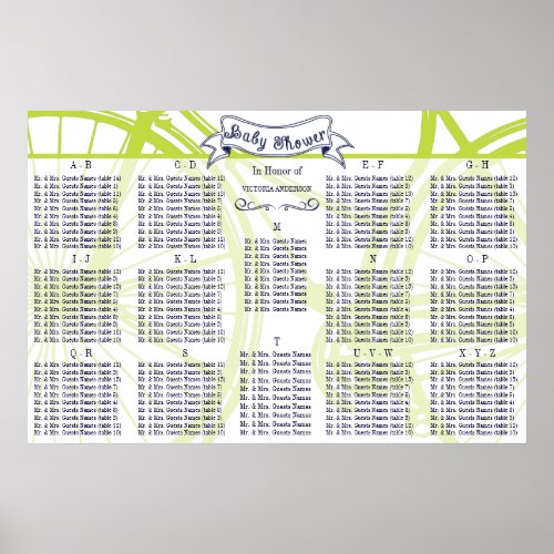 Baby Shower Vintage Bicycle Guest Seating Chart