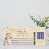 Baby Shower Vintage Paris Boarding Pass Invitation (Standing Front)