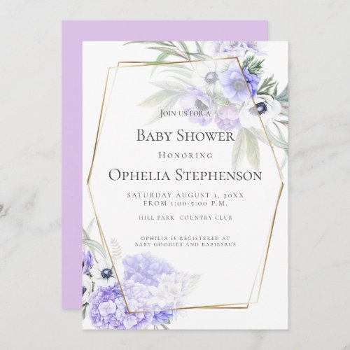 BABY SHOWER  Violet Anemone Floral Invitation