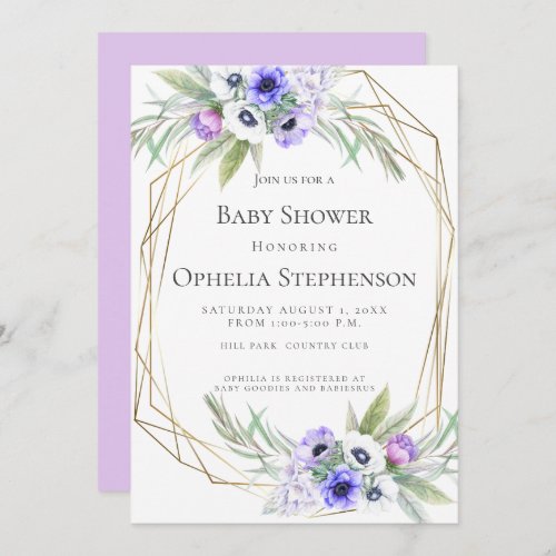 BABY SHOWER  Violet Anemone Floral Invitation