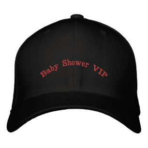 Baby Shower VIP Front M Initial Back Black Flexfit Embroidered Baseball Cap