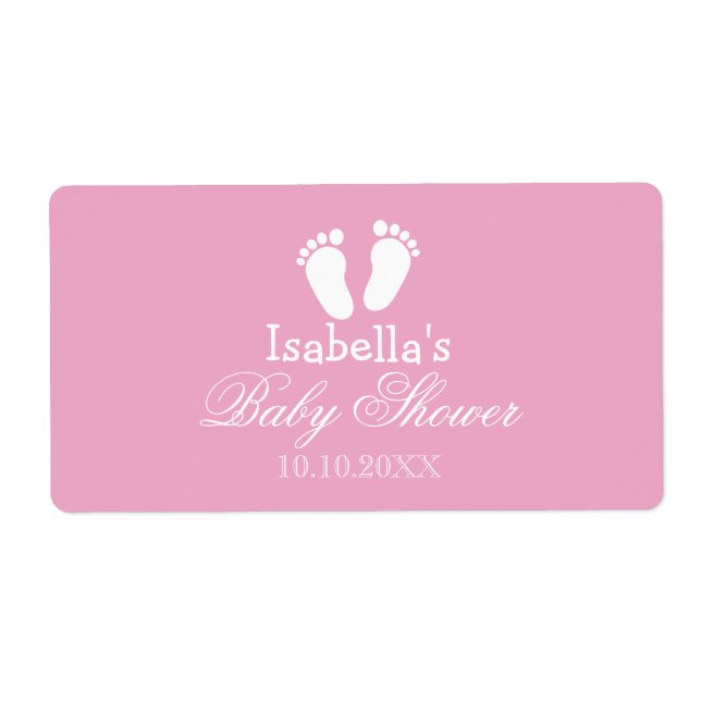 Baby shower water bottle stickers with footprints (Front)