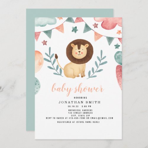 Baby Shower  Watercolor animal Save The Date