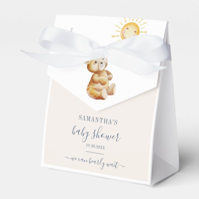 Baby Shower Watercolor Bear Sunshine Favor Boxes (Front Side)