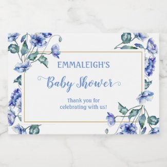 Baby Shower Watercolor Blue Floral