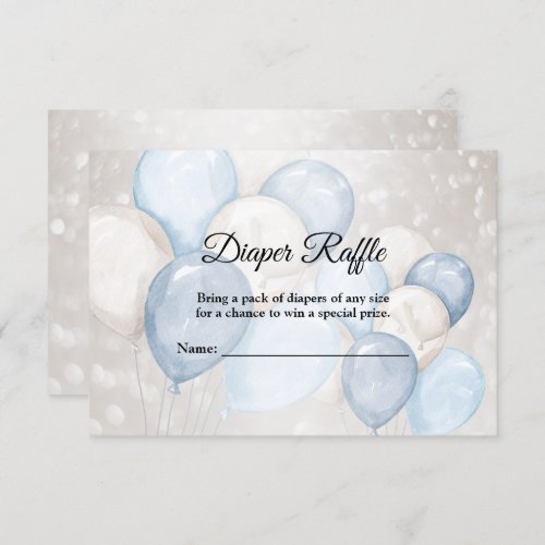 Baby Shower Watercolor Blue White Balloons Party Enclosure Card