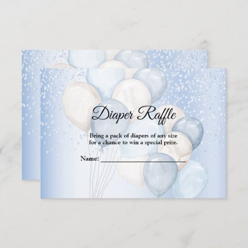 Baby Shower Watercolor Blue White Balloons Party Enclosure Card
