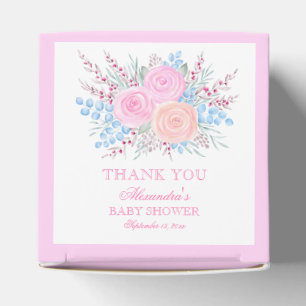 Baby Shower Watercolor Bouquet Pink Roses Girl Favor Boxes