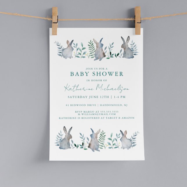 BABY SHOWER | Watercolor Bunny Invitation (Creator Uploaded)