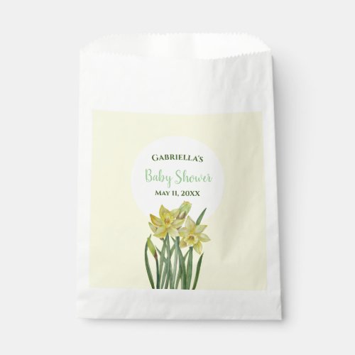 Baby Shower Watercolor Daffodils Yellow Background Favor Bag