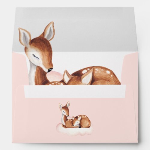 Baby Shower Watercolor Deer Blush Pink Envelope