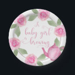 Baby Shower Watercolor Floral Baby Girl is Brewing Paper Plates<br><div class="desc">These pretty party plates are perfect for a gender reveal party or a girl baby shower. The beautiful lettering reads "A baby girl is brewing" and is framed with a watercolor floral wreath of pink flowers and a pink teapot. Please browse our store for coordinating "a baby is brewing" invitations...</div>