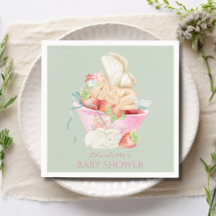 Baby Shower Watercolor Girl Fairy Cute Rabbit Napkins