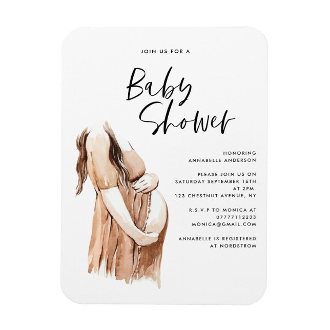 Baby shower watercolor illustration simple script magnet (Vertical)