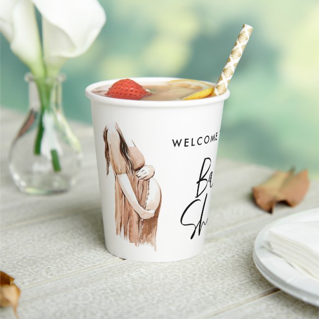 Baby shower watercolor illustration simple script paper cups (Insitu)
