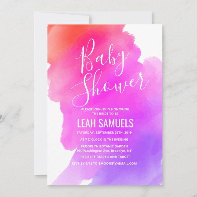 Baby Shower Watercolor Invitation (Front)