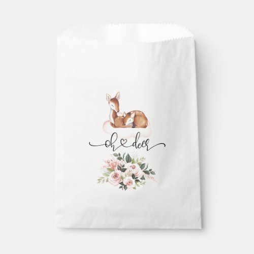 Baby Shower Watercolor Oh Deer Pink Floral Favor Bag