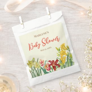 Baby Shower Watercolor Orange Yellow Spring Flower