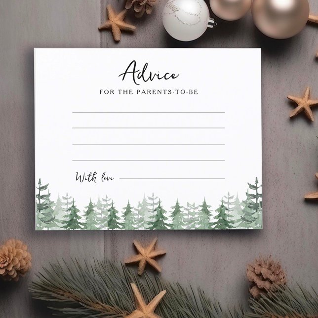 Baby Shower Watercolor Pine-tree Advice for Parent (Creator Uploaded)