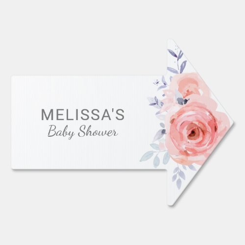 Baby Shower Watercolor Pink Roses Floral Sign
