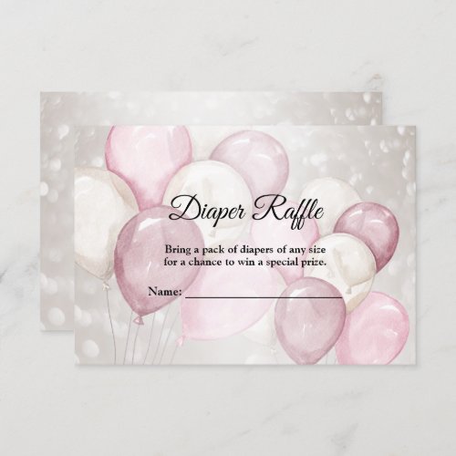 Baby Shower Watercolor Pink White Balloons Party Enclosure Card