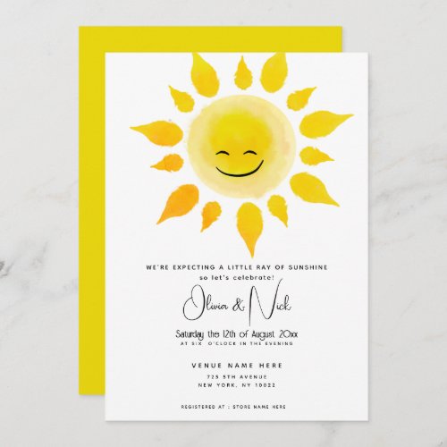Baby Shower_ Watercolor Ray of Sunshine Invitation
