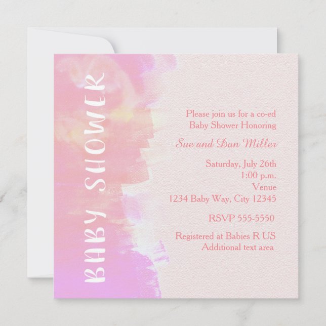 BABY SHOWER Watercolor Tropical Pink Invitation (Front)