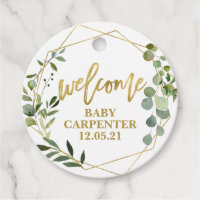 Baby Shower welcome baby eucalyptus greenery Favor Tags