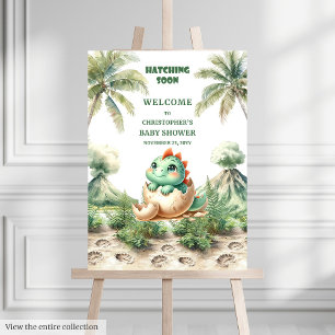 Baby Shower Welcome Hatching Soon Blue Dino Foam Board