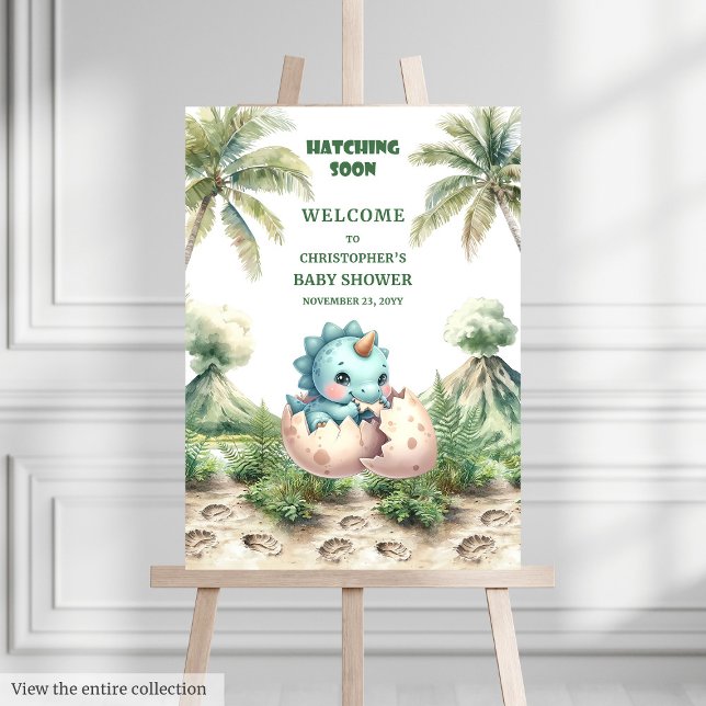 Baby Shower Welcome Poster Dino Hatching Soon (Baby Shower Welcome Poster Dino Hatching Soon)