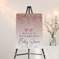 Baby Shower Welcome Rose Gold Glitter Foam Board