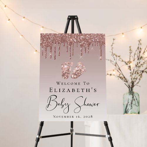 Baby Shower Welcome Rose Gold Glitter