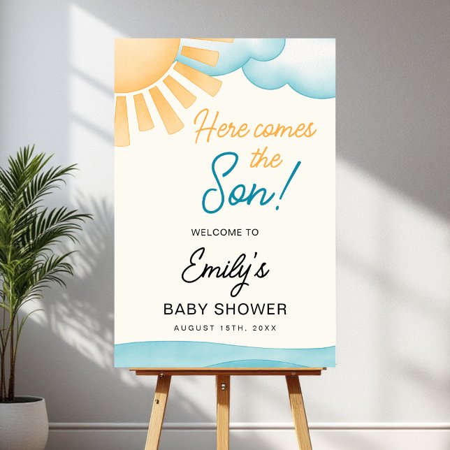 Baby Shower Welcome Sign Boy's Here Comes the Son  (Creator Uploaded)
