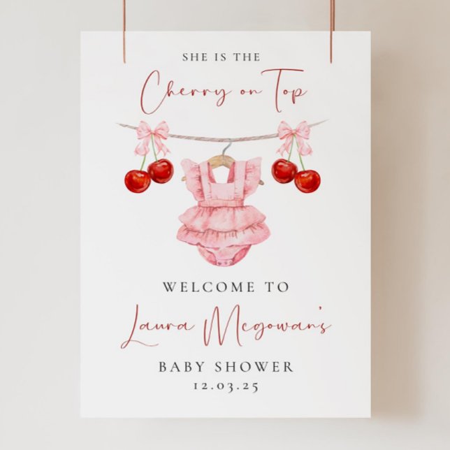 Baby Shower Welcome Sign, Cherry on top Sign, Coqu Foam Board (Creator Uploaded)