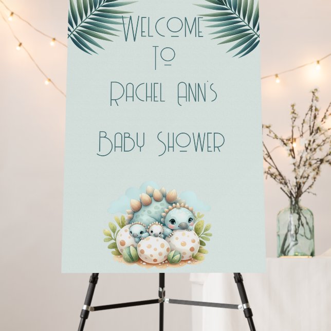 Baby Shower Welcome Sign Dinosaur Dino Mite (In Situ (Stand))
