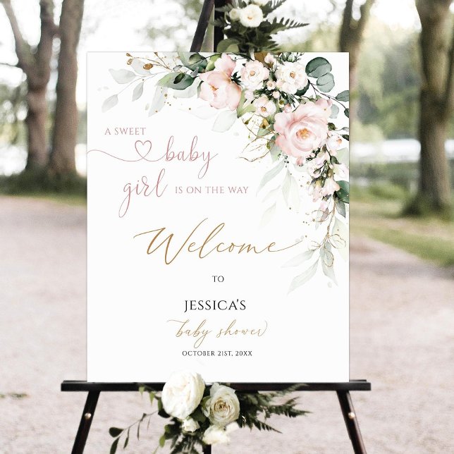 Baby Shower Welcome Sign, Floral Baby Shower Pink  Foam Board (Creator Uploaded)