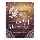 Baby Shower Welcome Sign Floral Lights Wood Lace