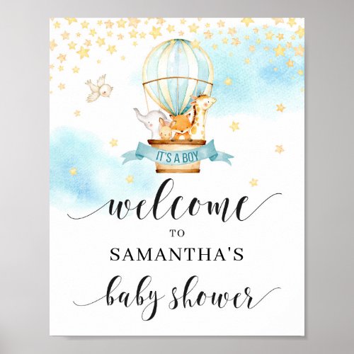 Baby Shower welcome sign hot air balloon animals