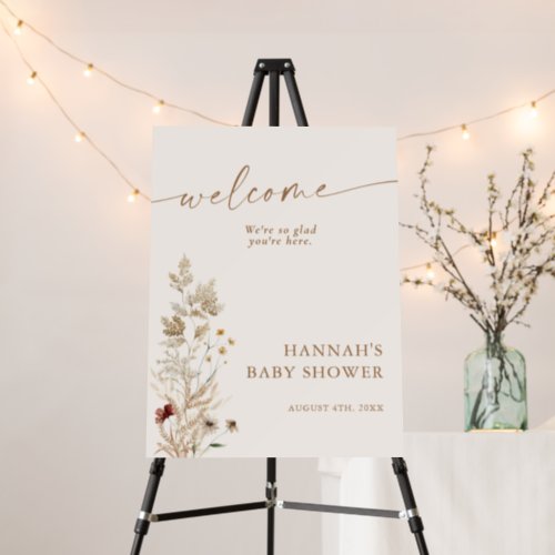 Baby Shower Welcome Sign  Neutral Boho Floral