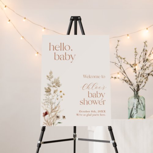 Baby Shower Welcome Sign  Neutral Boho Floral