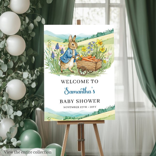 Baby Shower Welcome Sign Peter Rabbit Watercolor (Baby Shower Welcome Sign Peter Rabbit Watercolor)